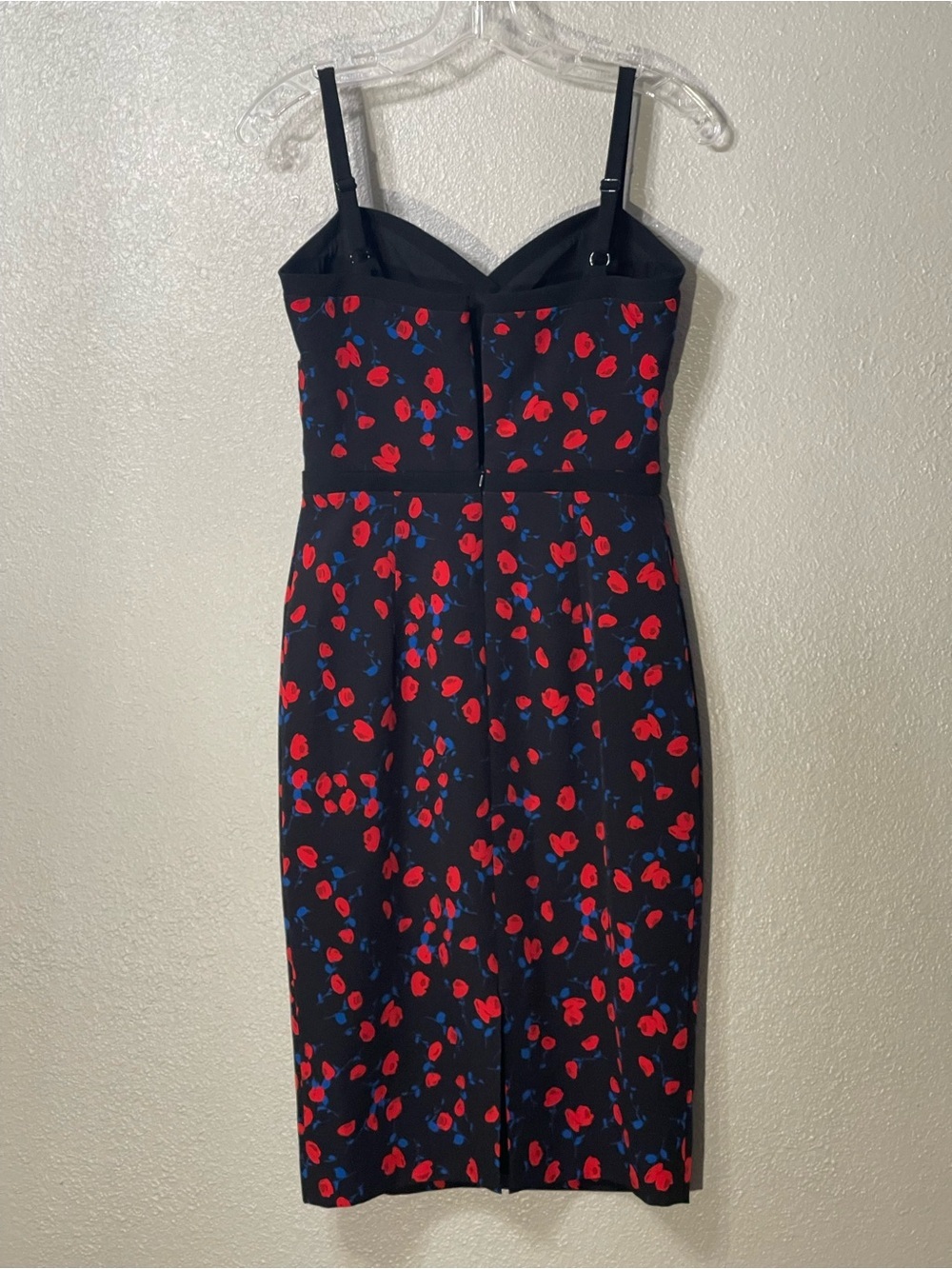 Black Halo Daria Midi Dress with Red & Blue Floral Print - Size 4 - Picture 5 of 5